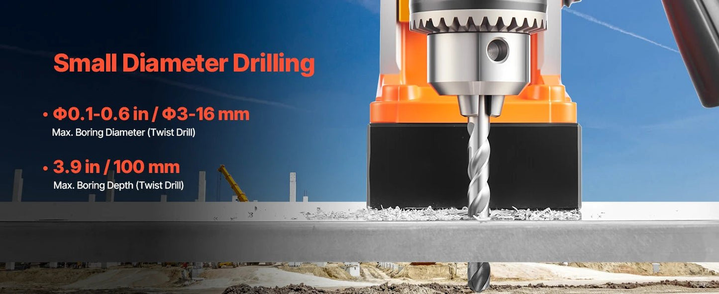 SucceBuy Magnetic Drill 1450W Motor Boring Diameter 2810 lbf Portable Electric Mag Drill Press Variable Speed Drilling Machine - Buy at GearForge