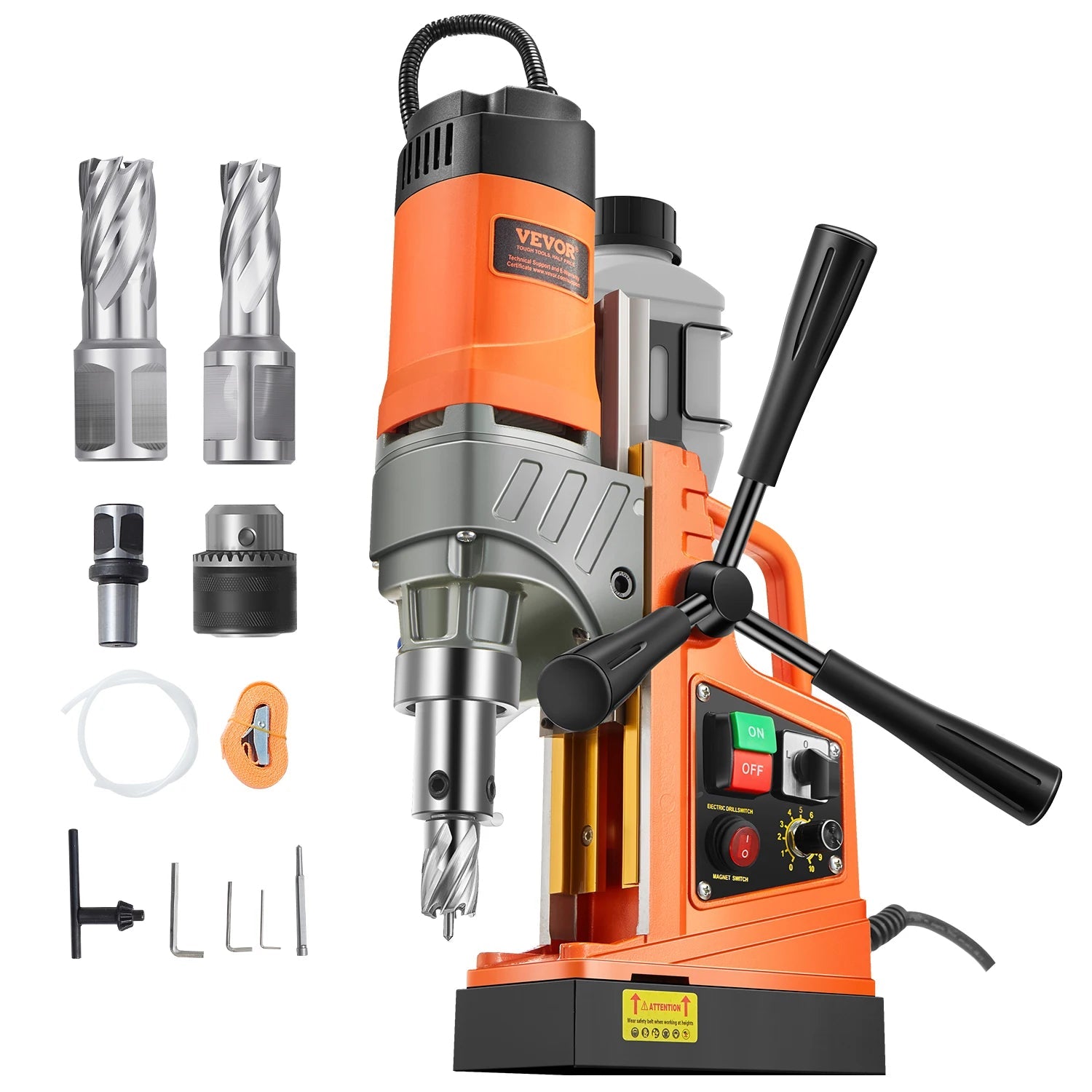 SucceBuy Magnetic Drill 1450W Motor Boring Diameter 2810 lbf Portable Electric Mag Drill Press Variable Speed Drilling Machine - Buy at GearForge