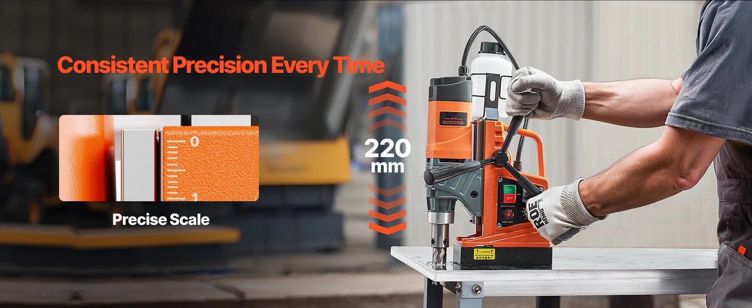 SucceBuy Magnetic Drill 1450W Motor Boring Diameter 2810 lbf Portable Electric Mag Drill Press Variable Speed Drilling Machine - Buy at GearForge