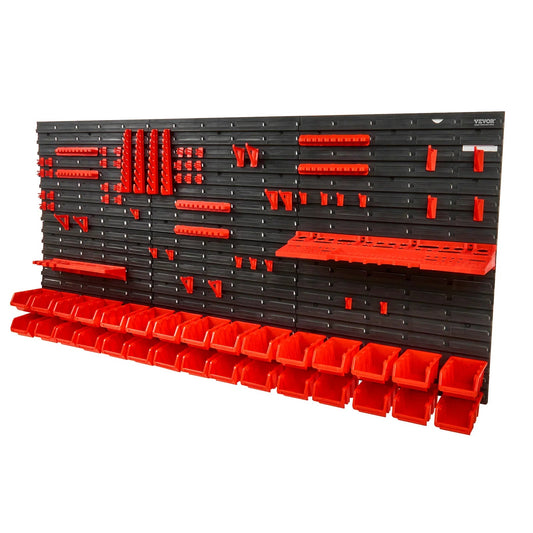 SucceBuy Wall Mounted Storage Bins Rack Organizer – 30/48 Plastic Parts Bins with Wall Panels & Hooks for Garage, Workshop, Tools, Screws & Nails - Buy at GearForge