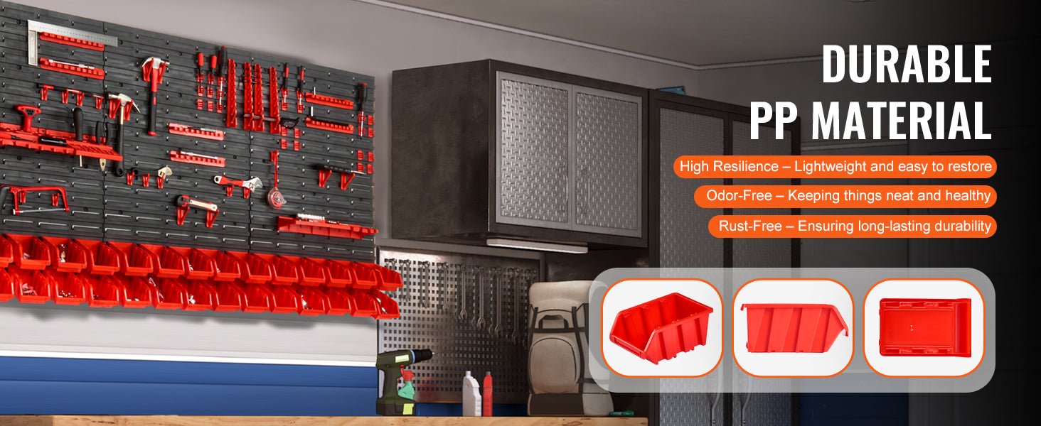 SucceBuy Wall Mounted Storage Bins Rack Organizer – 30/48 Plastic Parts Bins with Wall Panels & Hooks for Garage, Workshop, Tools, Screws & Nails - Buy at GearForge
