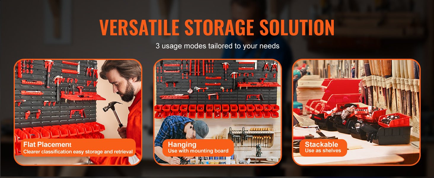 SucceBuy Wall Mounted Storage Bins Rack Organizer – 30/48 Plastic Parts Bins with Wall Panels & Hooks for Garage, Workshop, Tools, Screws & Nails - Buy at GearForge