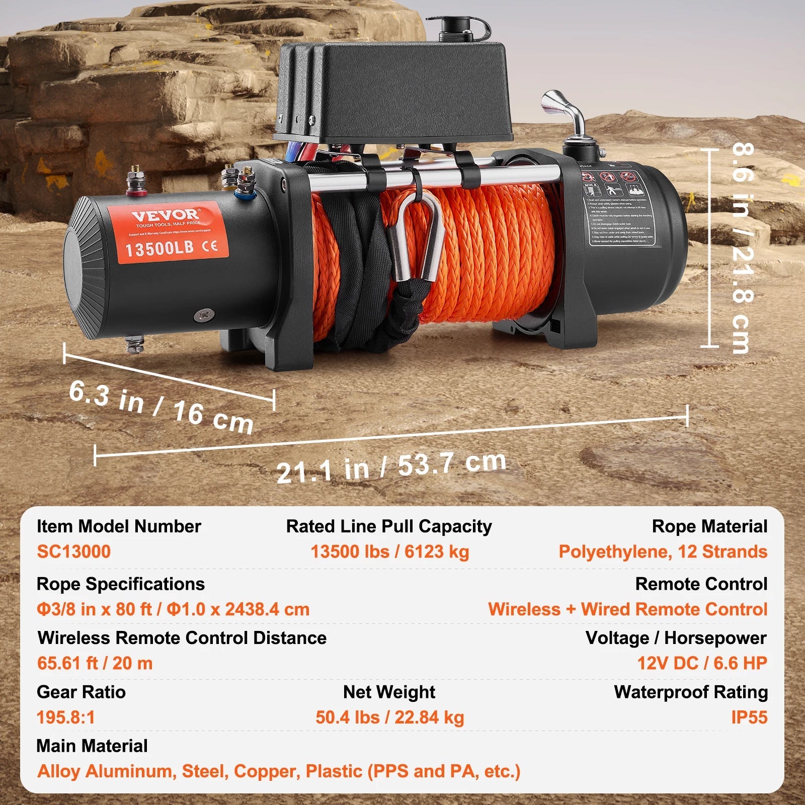 SucceBuy 13500lbs Electric Winch with 80ft Synthetic Rope – Wireless & Wired Remote for Off - Road Towing - Buy at GearForge