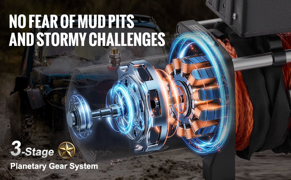 SucceBuy 13500lbs Electric Winch with 80ft Synthetic Rope – Wireless & Wired Remote for Off - Road Towing - Buy at GearForge