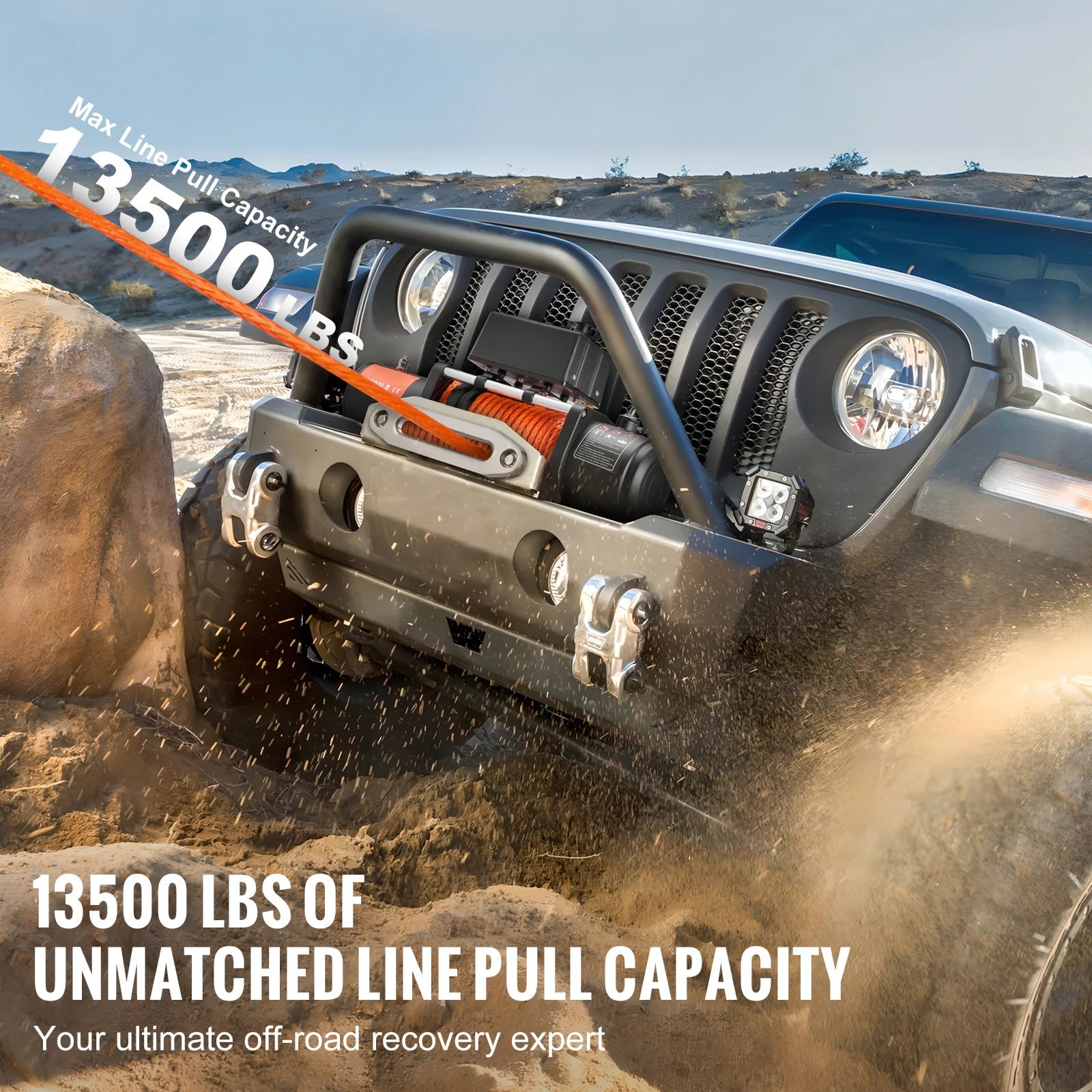 SucceBuy 13500lbs Electric Winch with 80ft Synthetic Rope – Wireless & Wired Remote for Off - Road Towing - Buy at GearForge