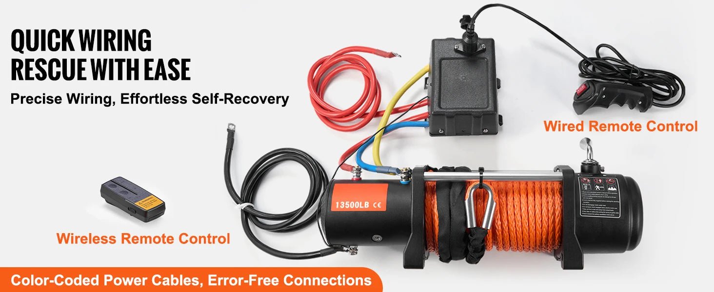 SucceBuy 13500lbs Electric Winch with 80ft Synthetic Rope – Wireless & Wired Remote for Off - Road Towing - Buy at GearForge