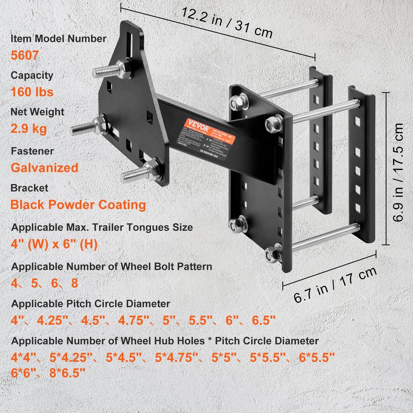 SucceBuy 160 lbs Spare Tire Carrier with Mounting Bracket & Screws – Fits Trailers & RVs - Buy at GearForge