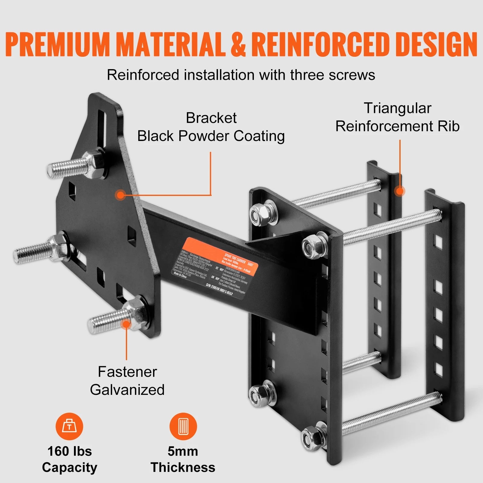 SucceBuy 160 lbs Spare Tire Carrier with Mounting Bracket & Screws – Fits Trailers & RVs - Buy at GearForge