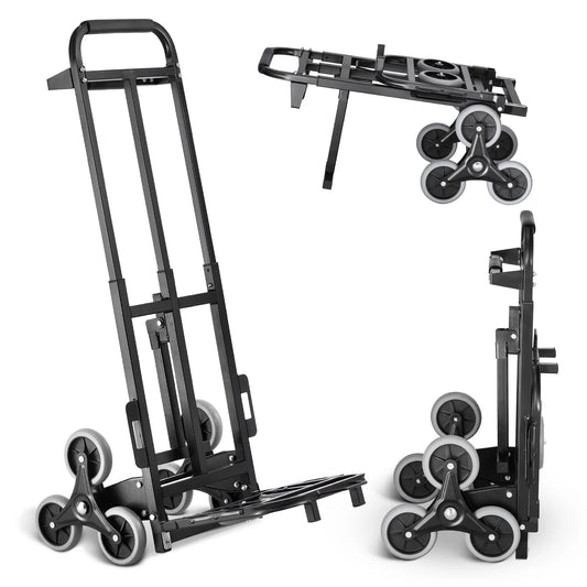 SucceBuy 460 lbs Folding Stair Climbing Hand Truck Dolly with 6 Wheels & Ropes – Shopping, Moving, Warehouse Cart - Buy at GearForge