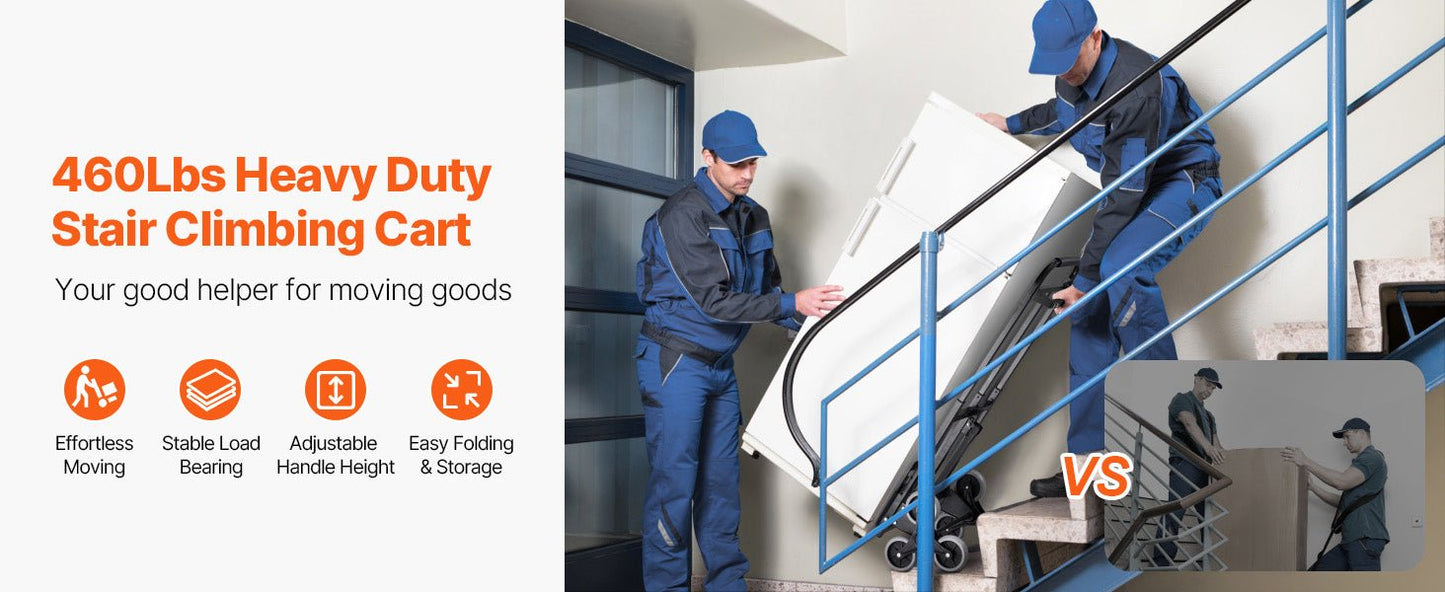 SucceBuy 460 lbs Folding Stair Climbing Hand Truck Dolly with 6 Wheels & Ropes – Shopping, Moving, Warehouse Cart - Buy at GearForge