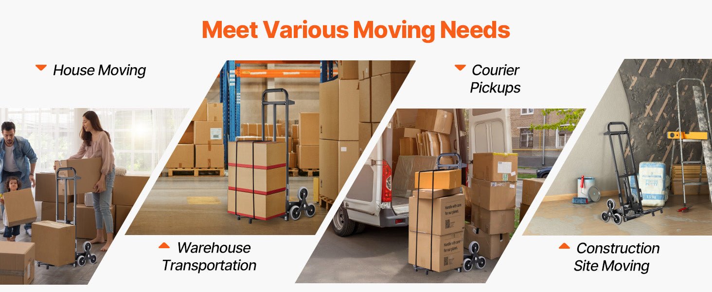 SucceBuy 460 lbs Folding Stair Climbing Hand Truck Dolly with 6 Wheels & Ropes – Shopping, Moving, Warehouse Cart - Buy at GearForge