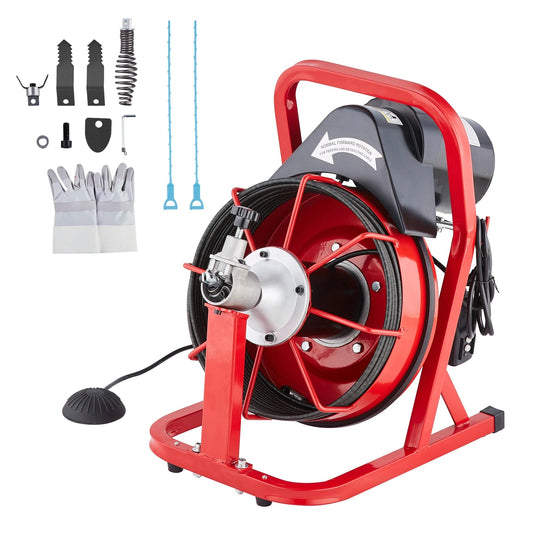 SucceBuy 50FT Electric Drain Cleaner Machine – Automatic Sewer Snake Auger with 4 Cutters (3/8" Cable, 2–4" Pipes) - Buy at GearForge