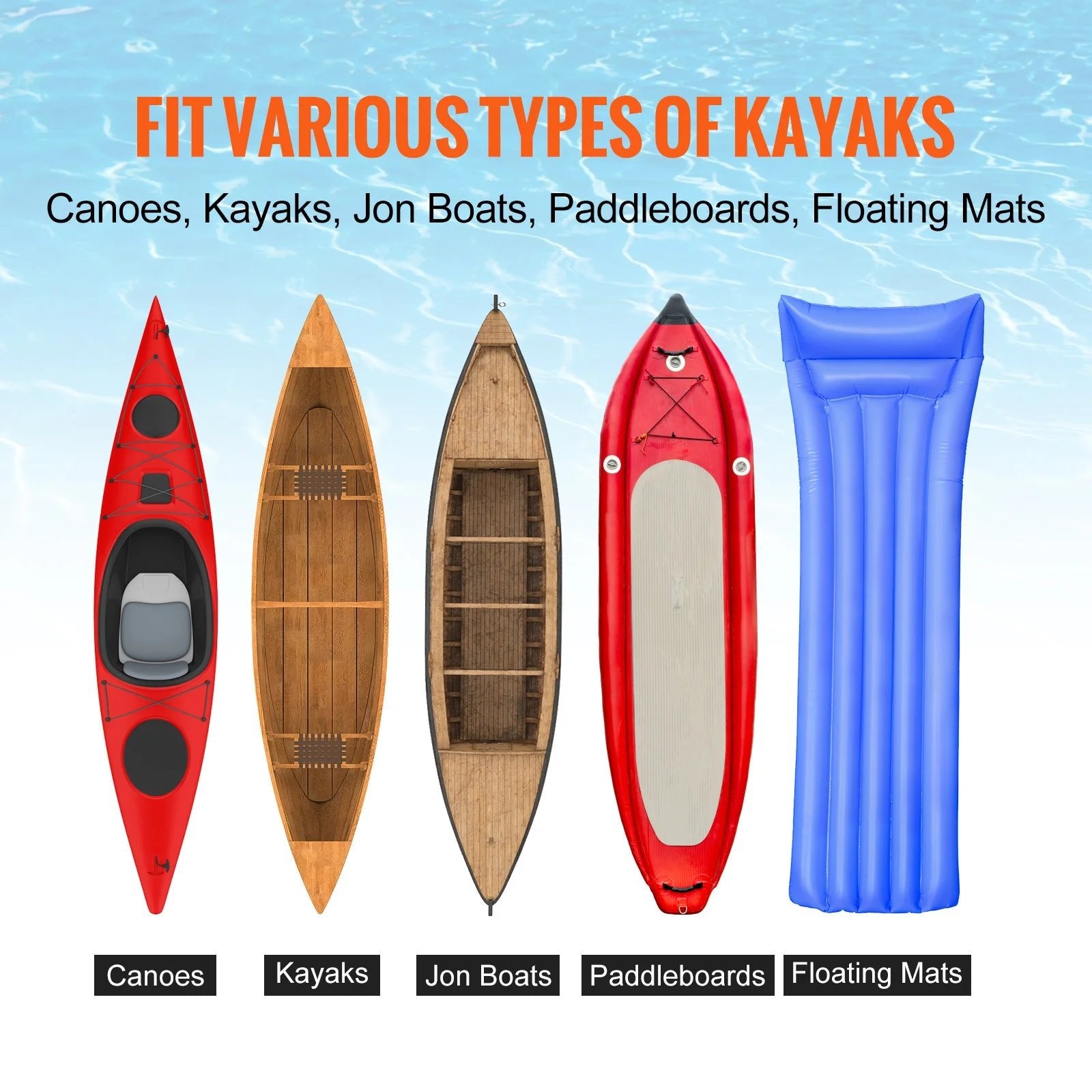 SucceBuy Kayak Cart 450lbs Detachable Canoe Trolley Cart with 12'' Tires Adjustable Width for Paddleboards Float Mats Jon Boats - Buy at GearForge