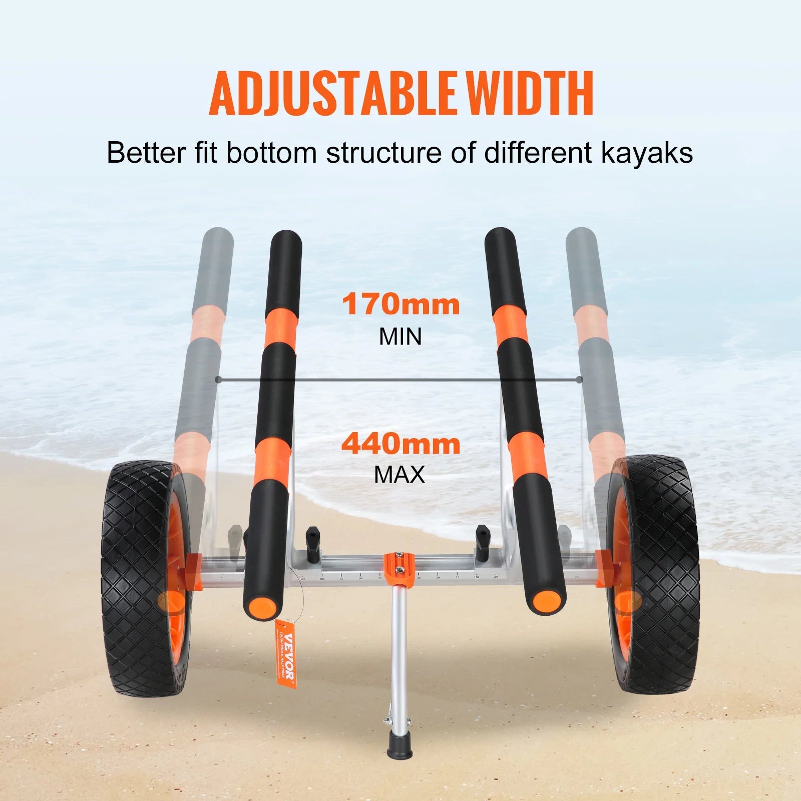 SucceBuy Kayak Cart 450lbs Detachable Canoe Trolley Cart with 12'' Tires Adjustable Width for Paddleboards Float Mats Jon Boats - Buy at GearForge