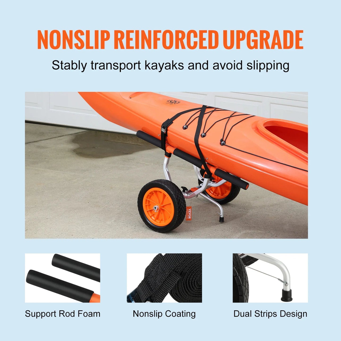 SucceBuy Kayak Cart 450lbs Detachable Canoe Trolley Cart with 12'' Tires Adjustable Width for Paddleboards Float Mats Jon Boats - Buy at GearForge