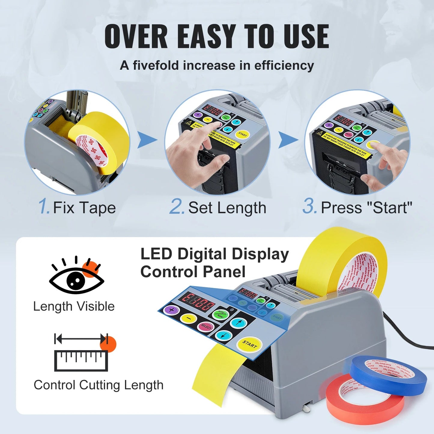 SucceBuy ZCUT - 9 Electric Automatic Tape Cutting Machine – 6–60mm Adhesive Tape Dispenser for Packaging - Buy at GearForge